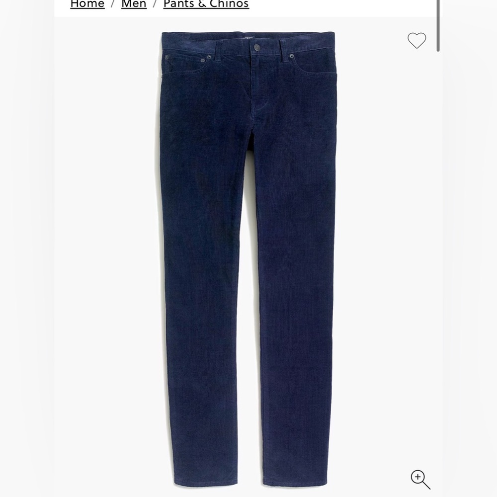 J.Crew Slim Fit Flex Corduroy pants Trousers - Dark navy Blue size 36 x 30